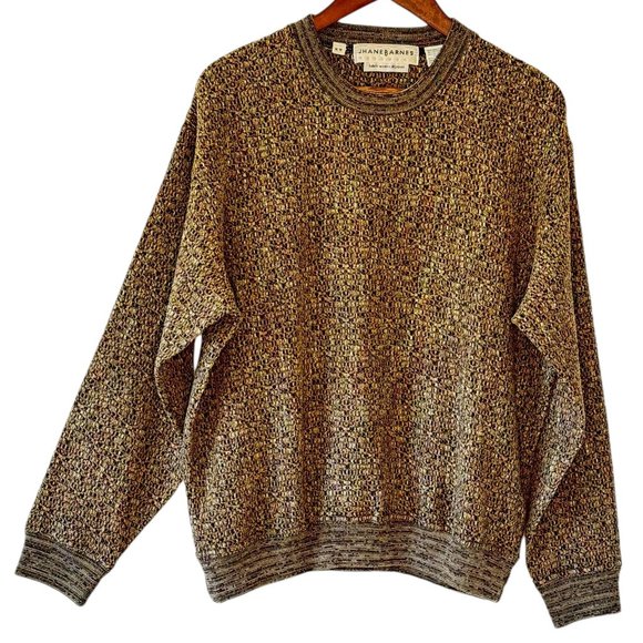 Jhane Barnes Other - Jhane Barnes Men's Wool Sweater Vintage Woven in Japan Contrast Cuffs Neck Hem M